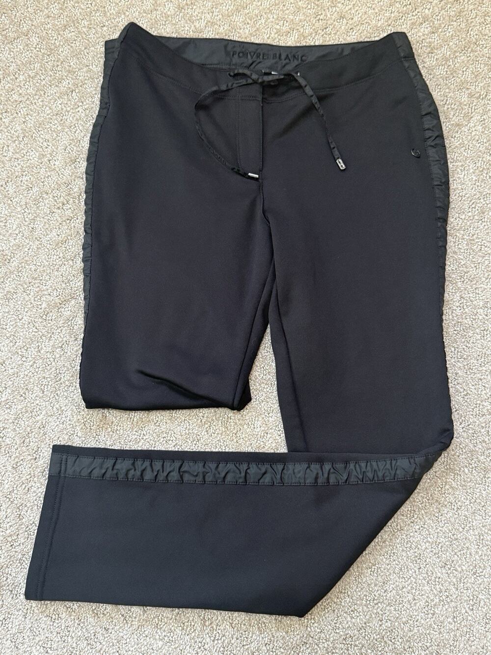 Poivre Blanc Women Scuba Stretch Zip Pants Large Black Warm 29"